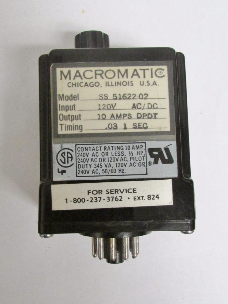 MACROMATIC Timing Relay 120V 10 Amp SS 51622 02