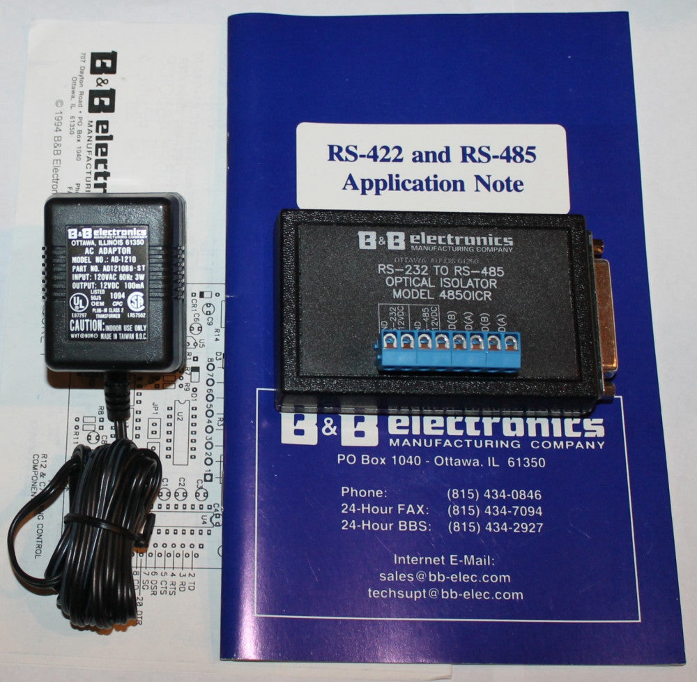 B & B ELECTRONICS Model 48501CR RS-232 to RS-485 Optical Isolater