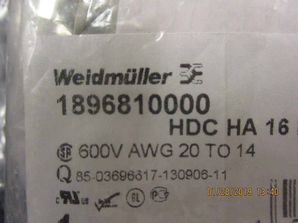 1896810000 Weidmuller INSERT FEMALE 16POS+1GND PUSH IN BRAND NEW!