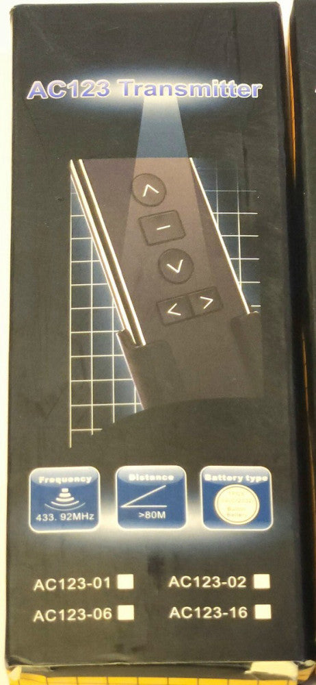 A-OK MODEL AC123 02 AC123 Roller Shade Remote Control Transmitter WHITE AC123-02