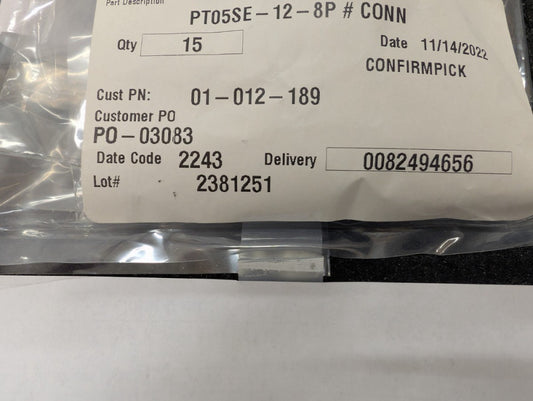 New, Amphenol, PT05SE-12-8P, CONN PLUG 8POS INLINE PIN