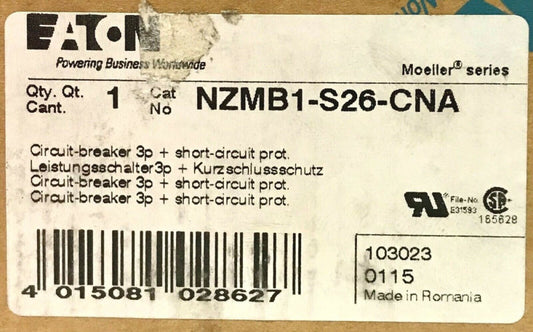 EATON MOELLER NZMB1 S26 CNA 3 Pole 26AMP 690VAC NZM 1 Circuit Breaker 