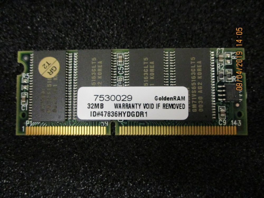 Golden Ram - 7530029 - 32mb 4x64 144P SO Dimm memory  (LOT OF 5)