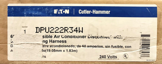 EATON CUTLER HAMMER DPU222R34W 2 Pole 60 AMP 120/240 VAC AIR Conditioning 