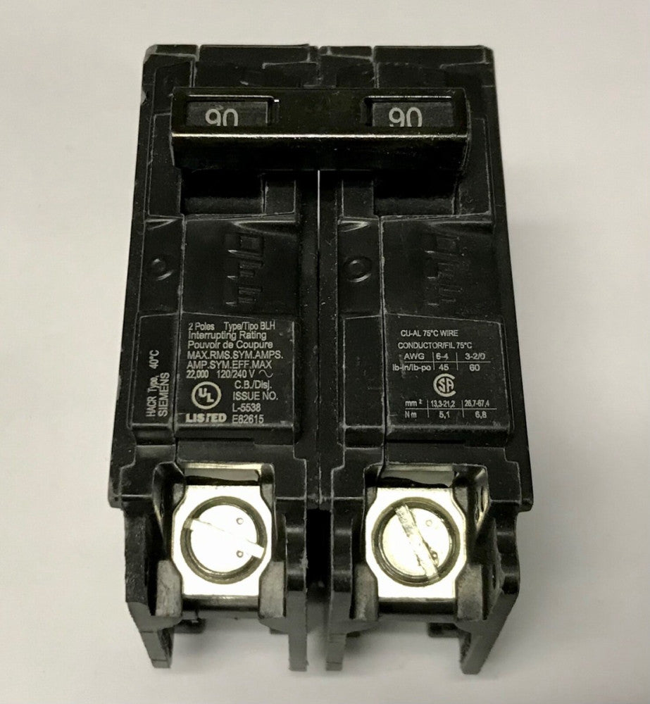 SIEMENS B290H 2 Pole 90 AMP Type BLH Circuit Breaker Bolt IN