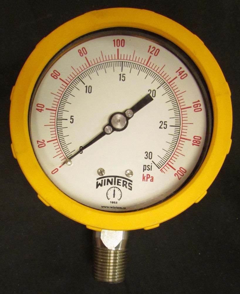 WINTERS 00732 0-30 PSI 0-200 KPM 657C 4" Gauge 1/2" NPT Inlet