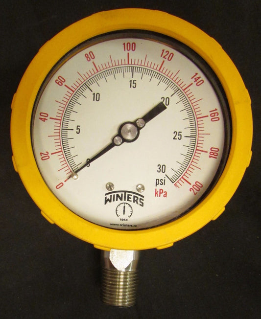 WINTERS 00732 0-30 PSI 0-200 KPM 657C 4" Gauge 1/2" NPT Inlet