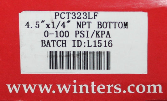 WINTERS PCT323LF 4.5" X 1/4" NPT 0-100 PSI 0-700 KPA Gauge