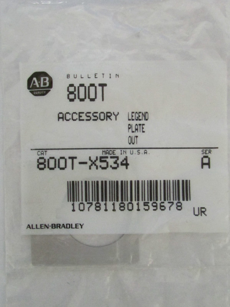 ALLEN BRADLEY 800T X534 OUT Legend Plate 