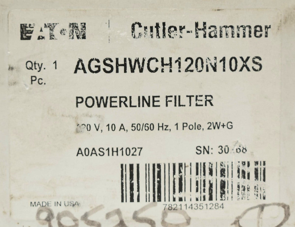 EATON CUTLER HAMMER AGSHWCH120N10XS POWELINE Filter 120 VAC Surge Suppresser