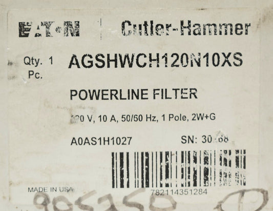 EATON CUTLER HAMMER AGSHWCH120N10XS POWELINE Filter 120 VAC Surge Suppresser