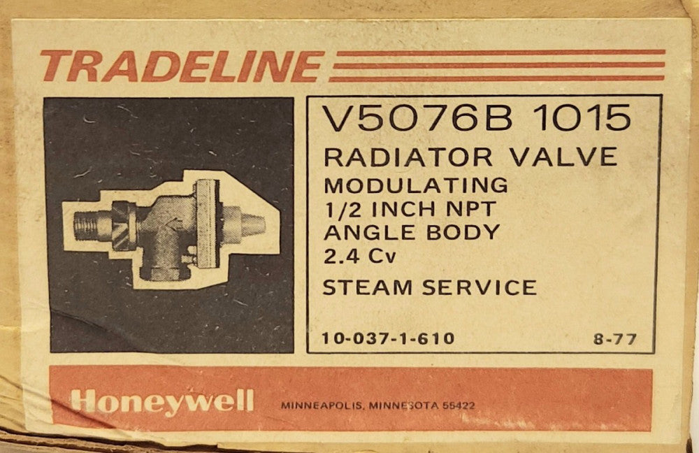 LOT OF 2 HONEYWELL TRADELINE V5076B 1015 Steam Radiator Valve 1/2'' NPT 15 PSI