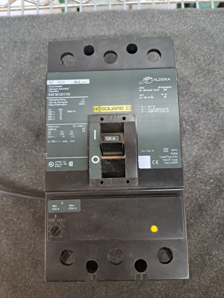 New, Open Box, Square D, KAF361251143, 125 Amp, 3 Pole, W Uv Release, Breaker