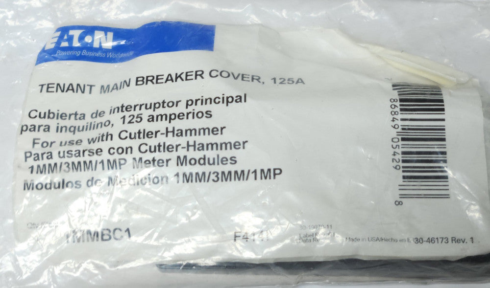 EATON CUTLER HAMMER 1MMBC1 Tenant Main Breaker Cover 125 AMP F414!