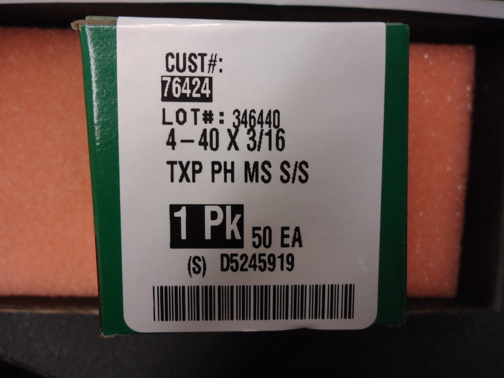 4-40x3/1 Infastech #4-40 x 3/16" Phillips Drive Pan Head Grade NEW! (200 Boxes)