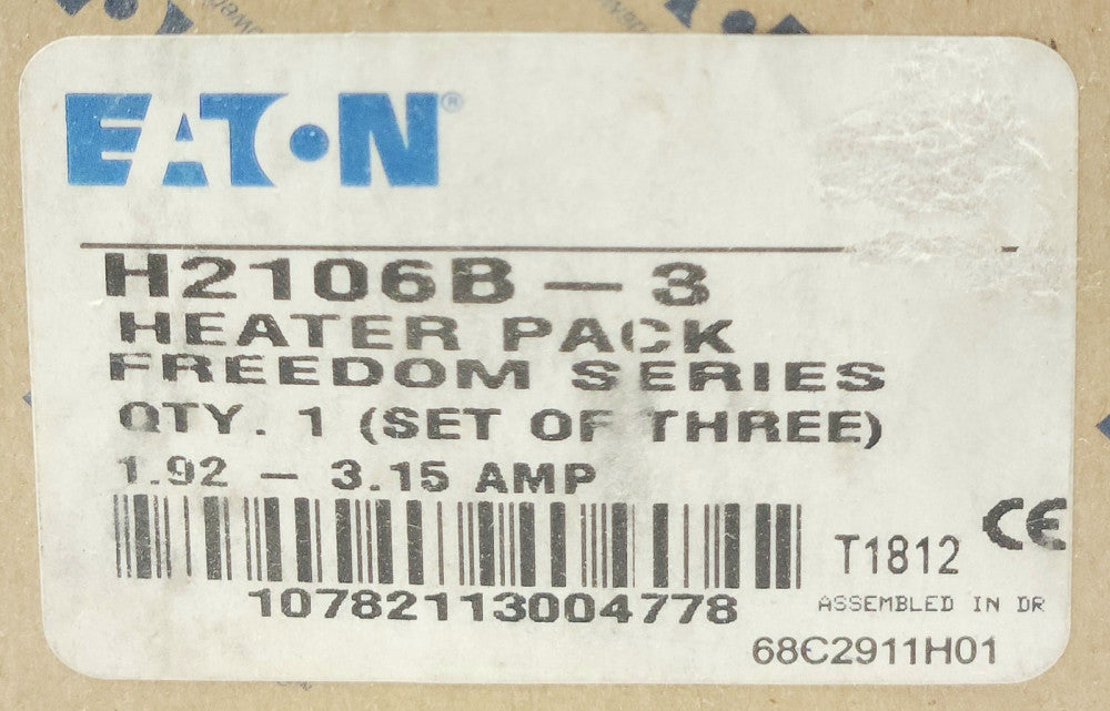 EATON CUTLER HAMMER H2106B 3 Thermal Overload Relay Heater Pack H2106B-3