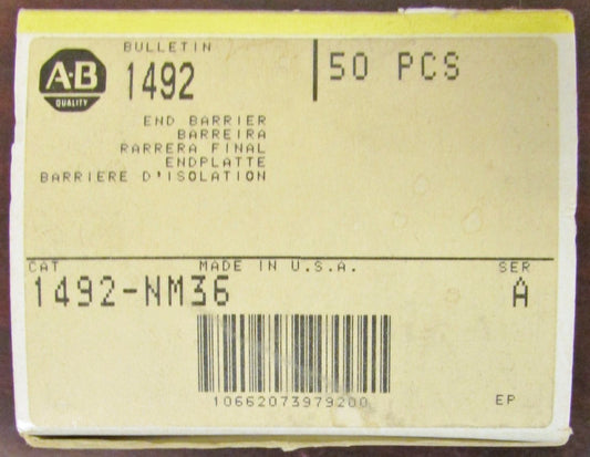 ALLEN BRADLEY (Box of 15) Terminal Block End Barrier 1492 NM36