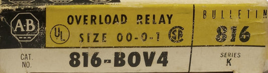 ALLEN BRADLEY 816 B0V4 Size 00 Size 0 Size 1 Overload Relay 816 BOV4 Series K