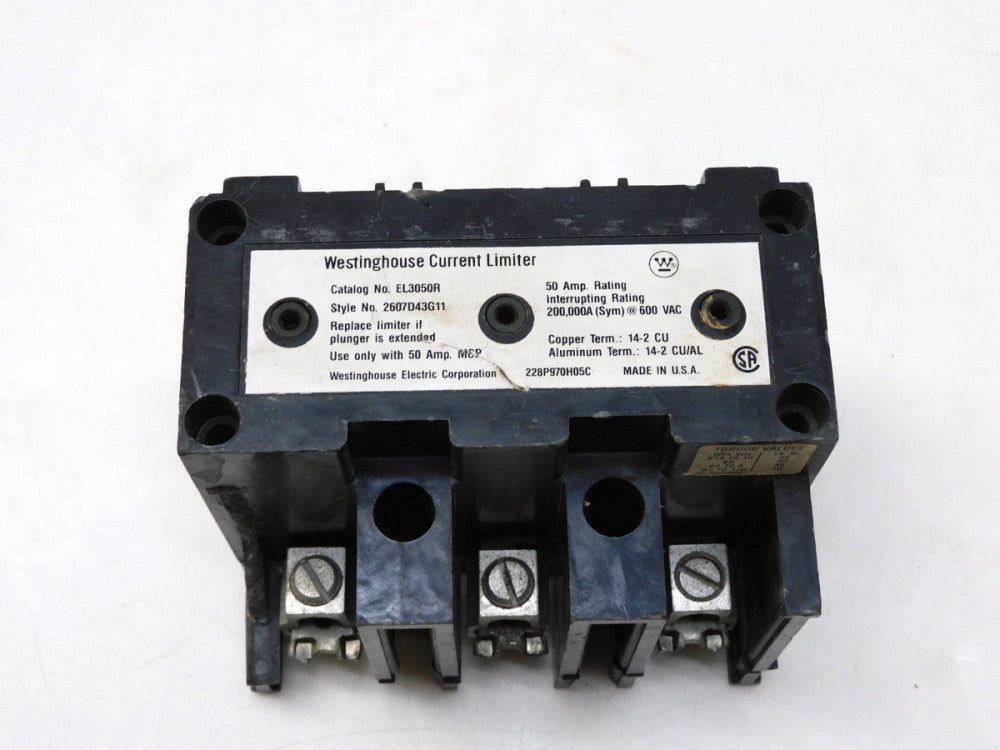 WESTINGHOUSE EL3050R CURRENT LIMITER 50A 600VAC DAMAGED CORNERS