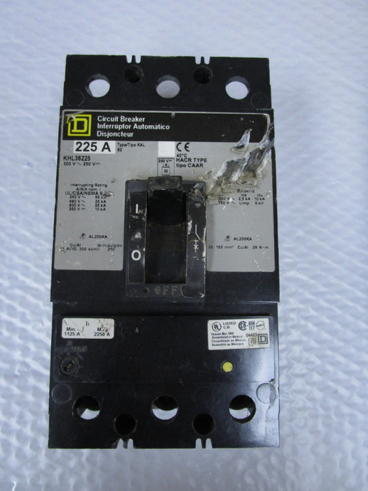 SQUARE D BREAKER KHL36225 225A AMP TYPE S2 600Vac 3 POLE