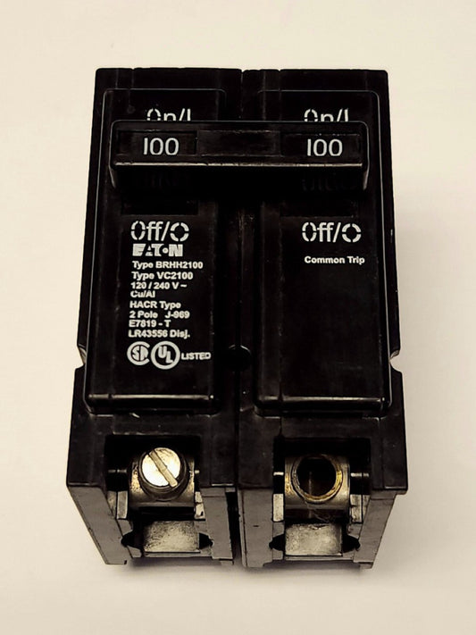 EATON CUTLER HAMMER BRHH2100 2 Pole 100 AMP Type BR BRH Circuit Breaker