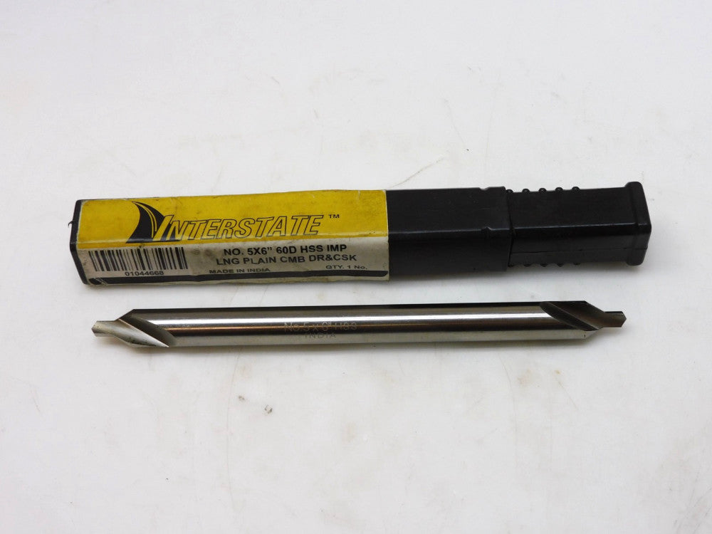 INTERSTATE #5 X 6" 60° HSS LONG PLAIN COMBINED DRILL & COUNTERSINK