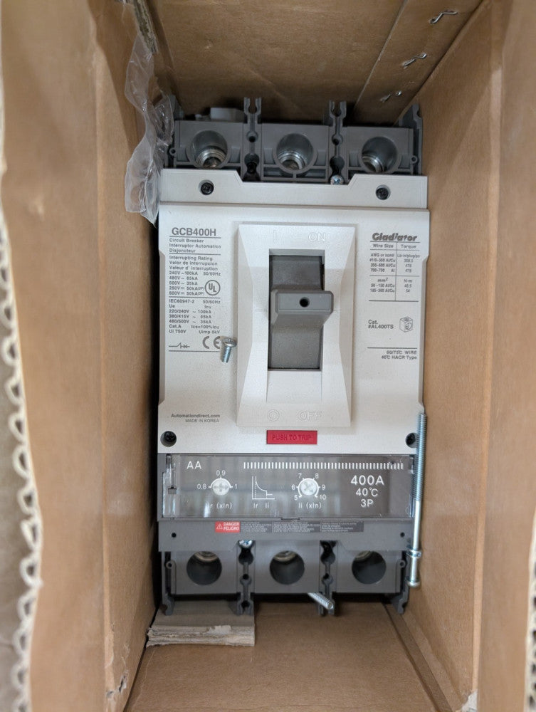 New, Gladiator, GCB400H-3AA400LL, Circuit breaker, 400A frame, 400A, 600 VAC/VDC