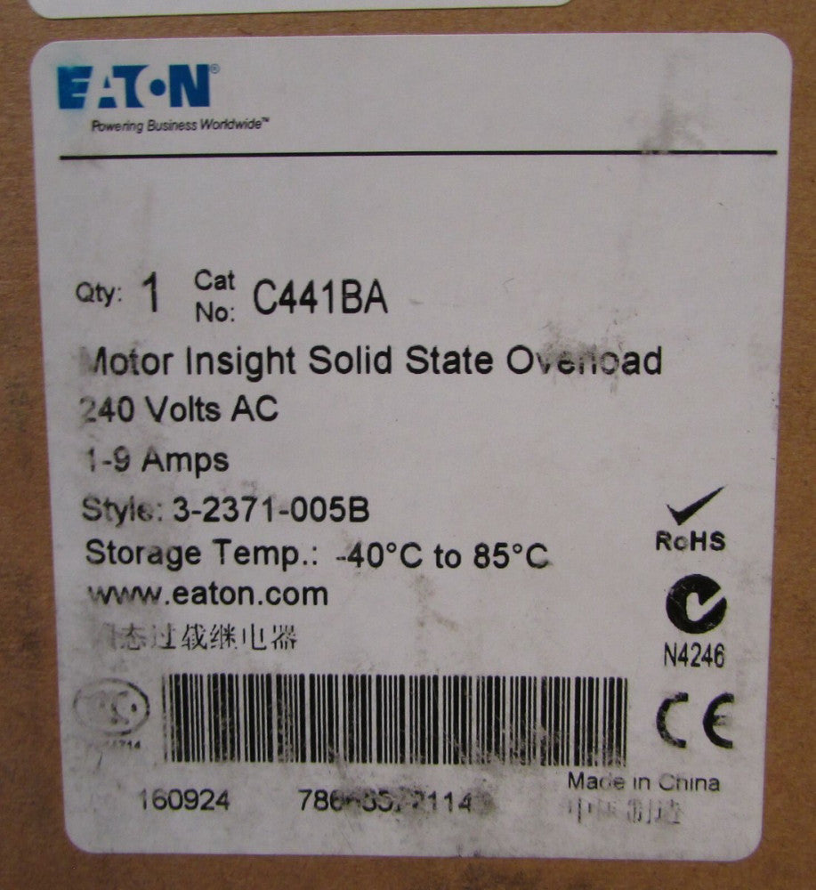 EATON CUTLER HAMMER C441BA 240VAC Motor Insight Solid State Overload Relay
