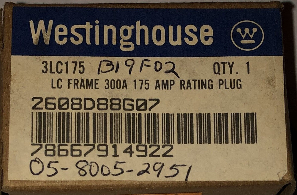 CUTLER HAMMER WESTINGHOUSE 3LC175 LC HLC 300 Amp 175 Amp Rating Plug 2608D88G07