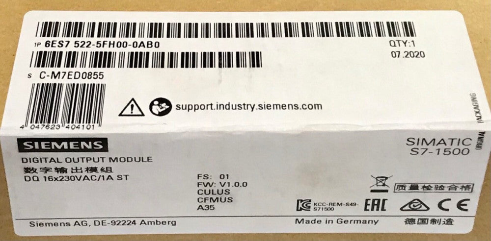 SIEMENS 6ES7 522 5FH00 0AB0 Simatic S7-1500 Digital Output Module