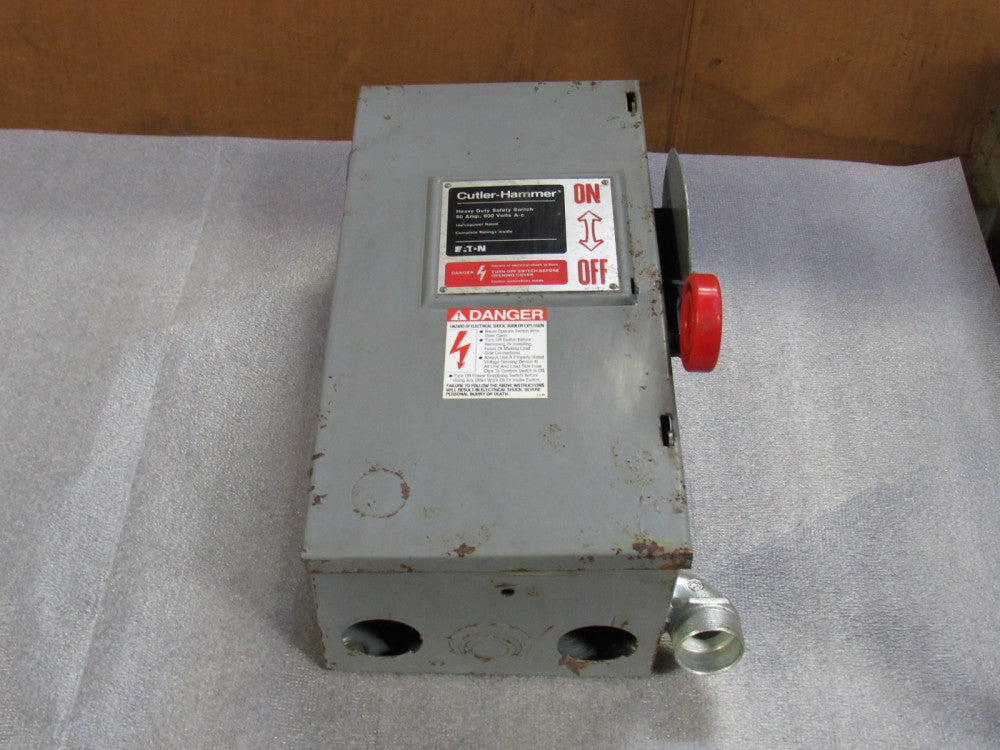 CUTLER HAMMER FUSED HEAVY DUTY SAFETY SWITCH DH362FGK SER B 60 A AMP 600V 3P
