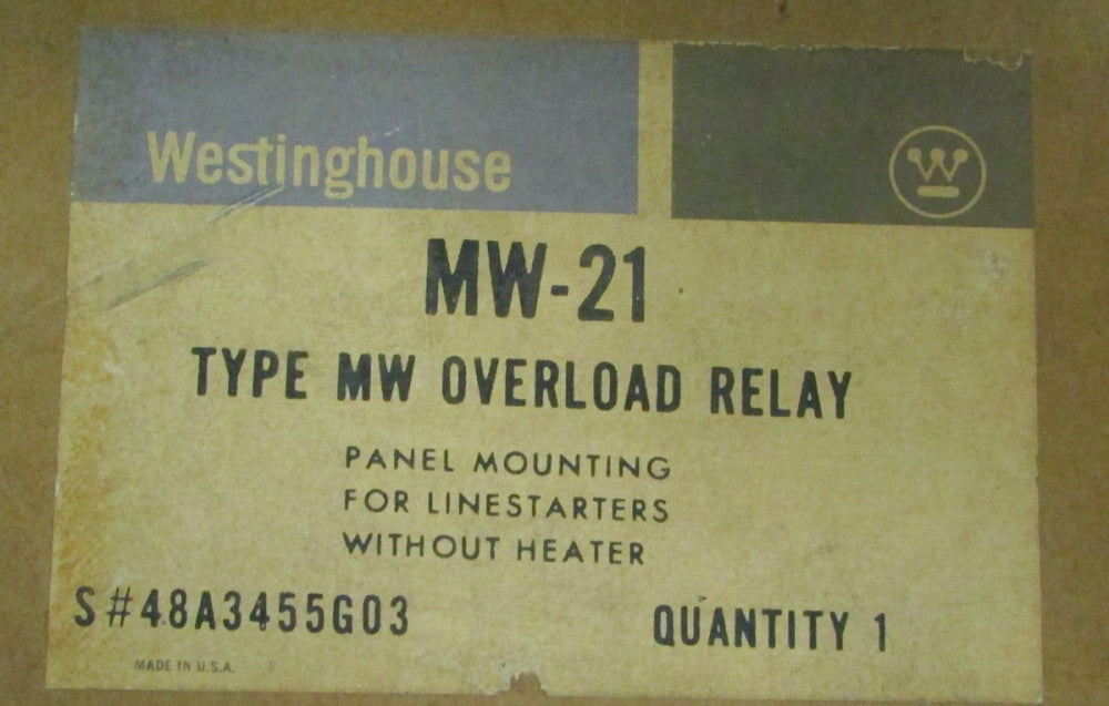 WESTINGHOUSE MW-21 Type MW Panel Mount Overload Relay 48A3455G03