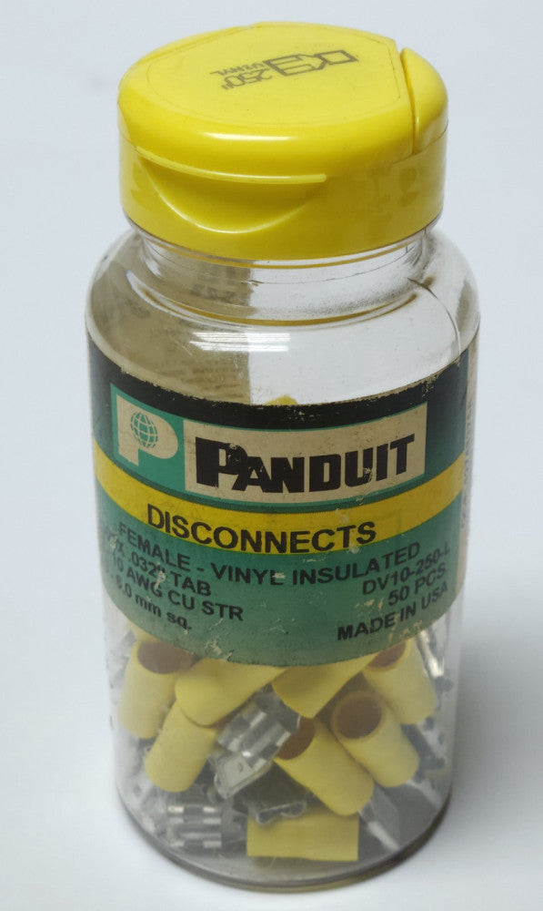 LOT OF 42 PANDUIT DV10 250 L Disconnect Terminal CRIMP ON Yellow Female 12-10 AW