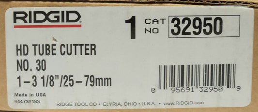 RIGID 32950 HD TUBE CUTTER NO. 30 1-3 1/8" 25-79mm NUMBER 30