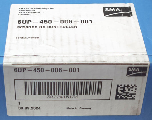 SMA SOLAR TECHNOLOGY 6UP 450 006 001 SC30DCC DC Controller 24 VDC SC30DCC.GR3
