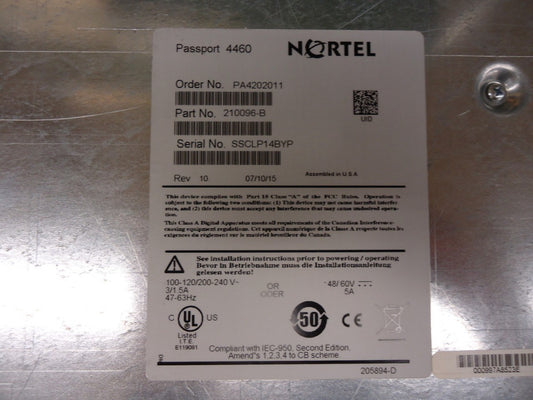 PA4202011 NORTEL NETWORKS PASSPORT 4460 DC CLK SYNC BASE BRAND NEW!
