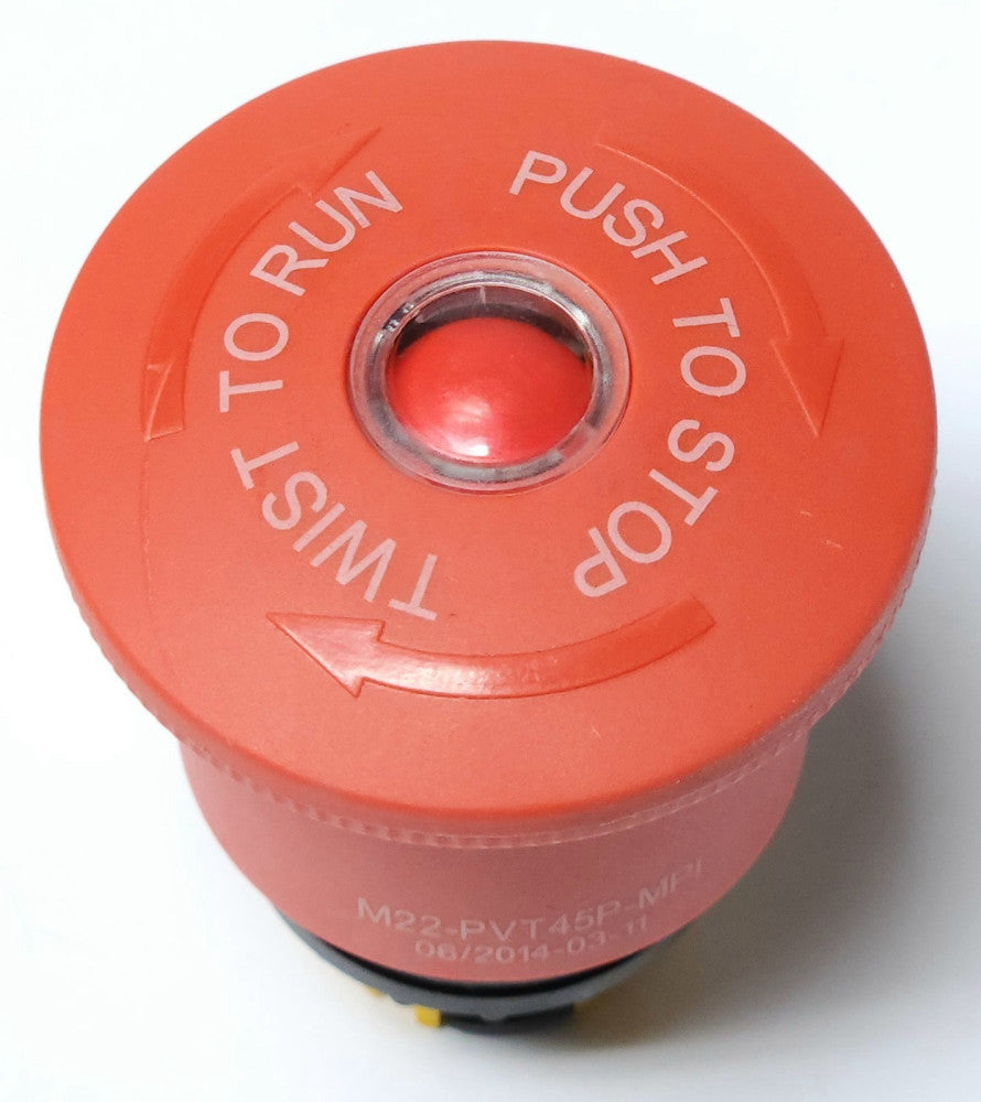 EATON M22 PVT45P MPI PUSH TO STOP TWIST TO RUN RED Mushroomhead Pushbutton Opera