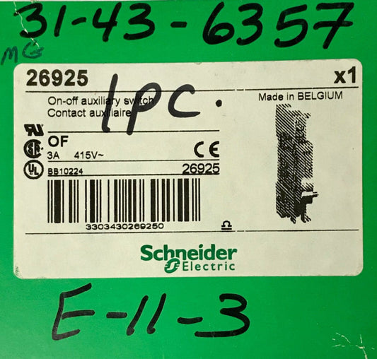SCHNEIDER ELECTRIC BB10224 3AMP 415VAC 26925 C60 ON-OFF Auxiliary Contact Switch