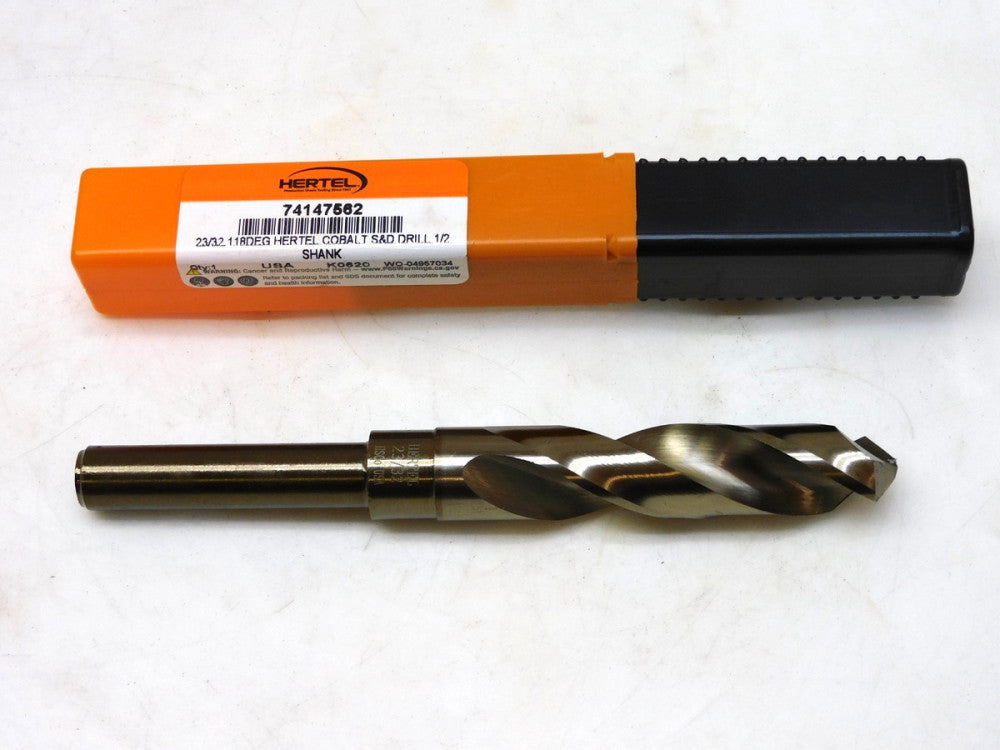 Hertel 74147562 23/32" 118° Cobalt S&D Drill 1/2" Shank