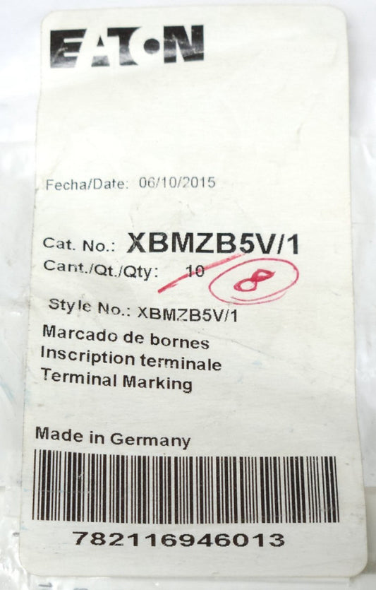 BAG OF 8 EATON MOELLER XBMZB5V 1 Cable Wire Terminal Marker 1-10 XBMZB5V/1
