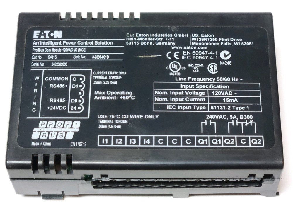 EATON C441S Profibus Control Communications Module Programmable Logic 120 VAC