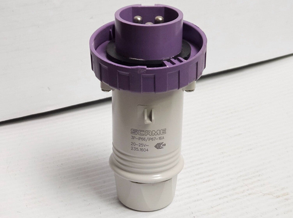 SCAME INDUSTRIAL MALE POWER PLUG 235.1604 3P 16 A AMP 20-25V - USED