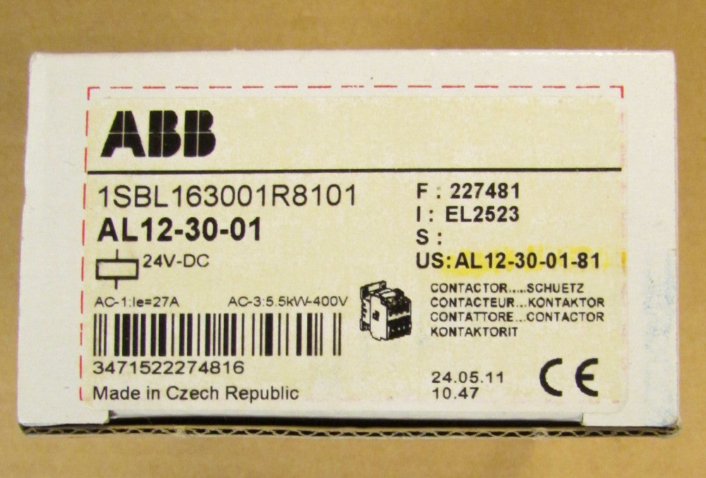ABB AL12 30 01 81 24V DC Contactor 1SBL163001R8101