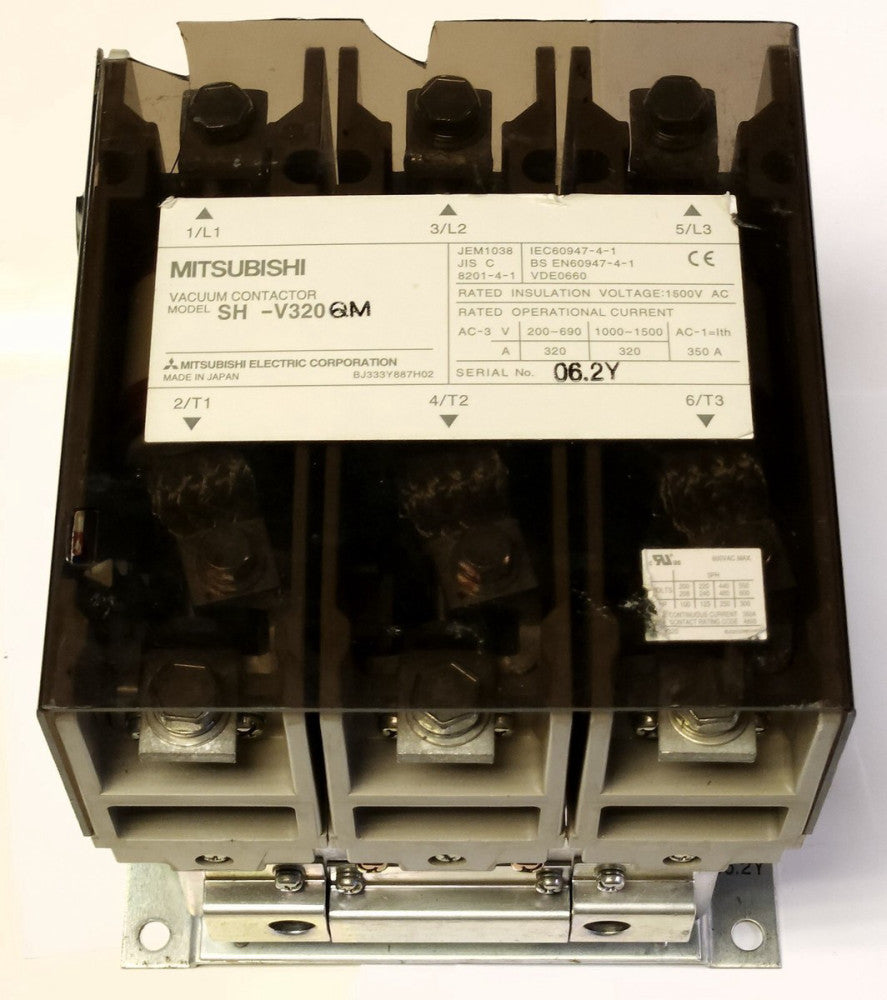 MITSUBISHI SH V320 QM 3 Pole 320 AMP Vacuum Contactor 120 VAC Coil 1500 VAC