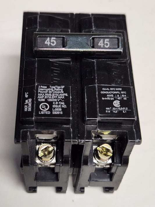 SIEMENS Q245 2 Pole 45 AMP Type QP Plug IN Circuit Breaker 120 240 VAC