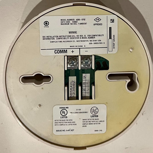 SIMPLEX 4098 9792 Smoke Detector Base 12360Z