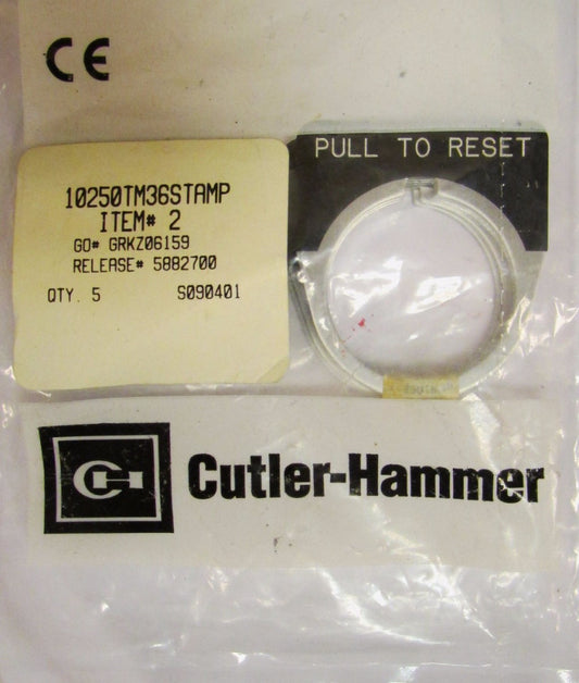 CUTLER HAMMER 10250TM36STAMP PULL to RESET Legend Plate S090401