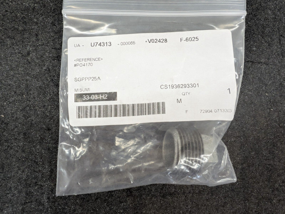 New, Misumi, SGPPP25A, PIPE FITTING - PLUG, MALE, THREADED, LOW PRESSURE 