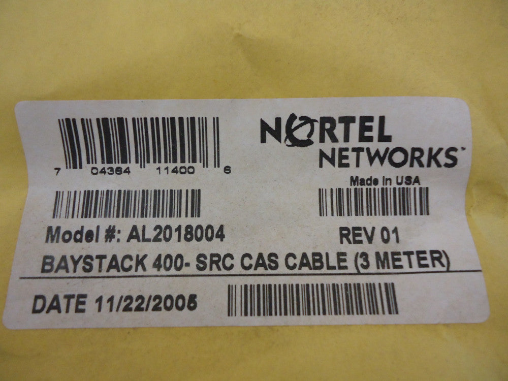 AL2018004 NORTEL NETWORKS BAYSTACK 400-SRC CAS CABLE (3 METER) BRAND NEW!