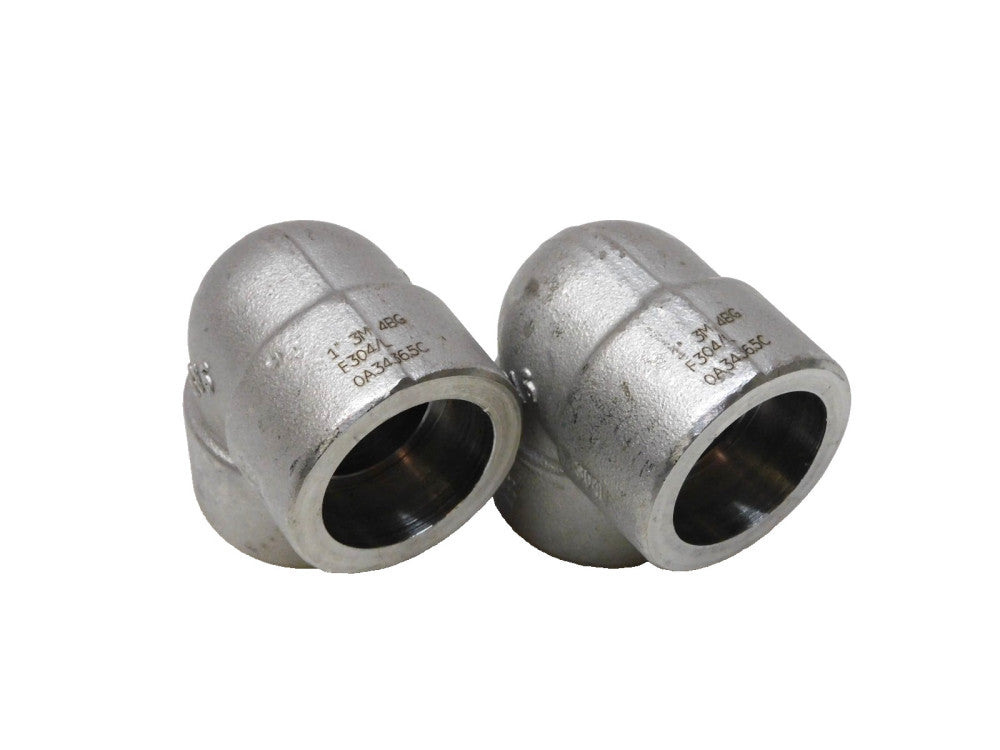 ASP Stainless 90° Elbow Fitting 1" Weld In A182F F304/L B16 3M 4BG Lot of 2